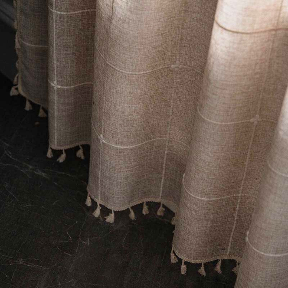 Lisslune | Plaid Tassel Semi-Blackout Curtains – Boho Style Drapes