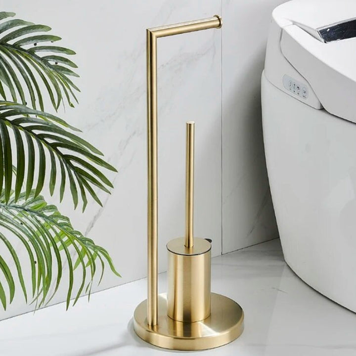 Lisslune | CleanStand Freestanding Toilet Paper Holder with Brush