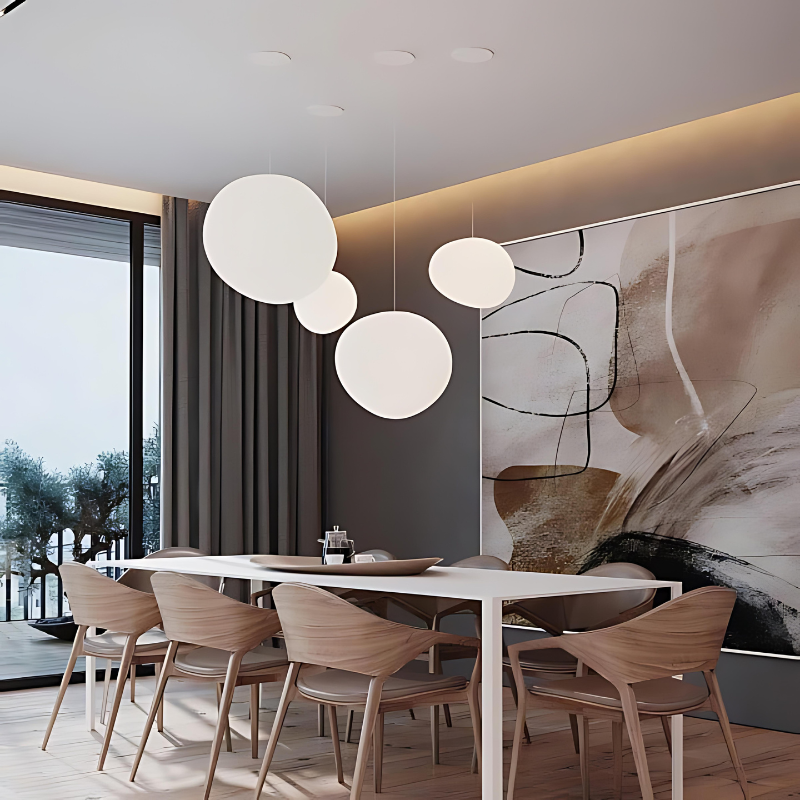 Lisslune | GloStone | Elegant Glass Pebble Pendant Light