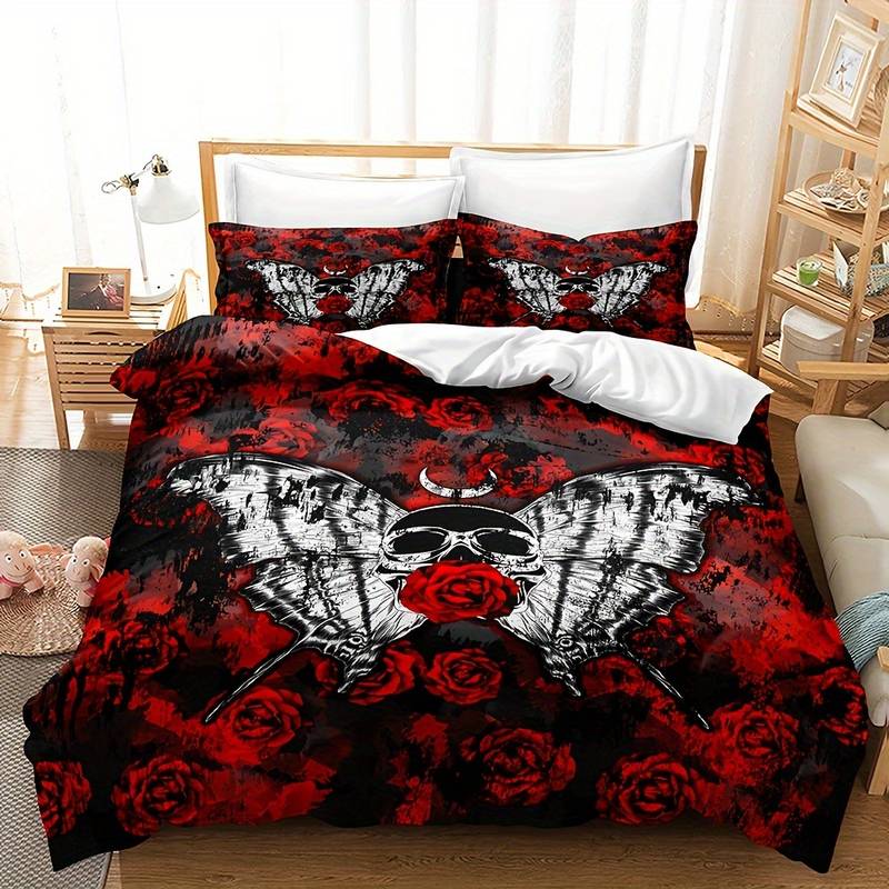 Lisslune | GothicLuxe - Skull & Rose-Themed Bed Set