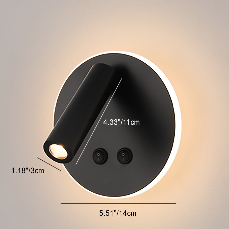 Lisslune | Modern Minimalistic Rectangular Round Iron Aluminum LED Wall Lamp For Bedroom
