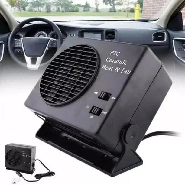 Lisslune | 12V Ceramic Car Heater | 150W-300W Portable Fan with Automatic Thermostat for Winter Use in Vehicles