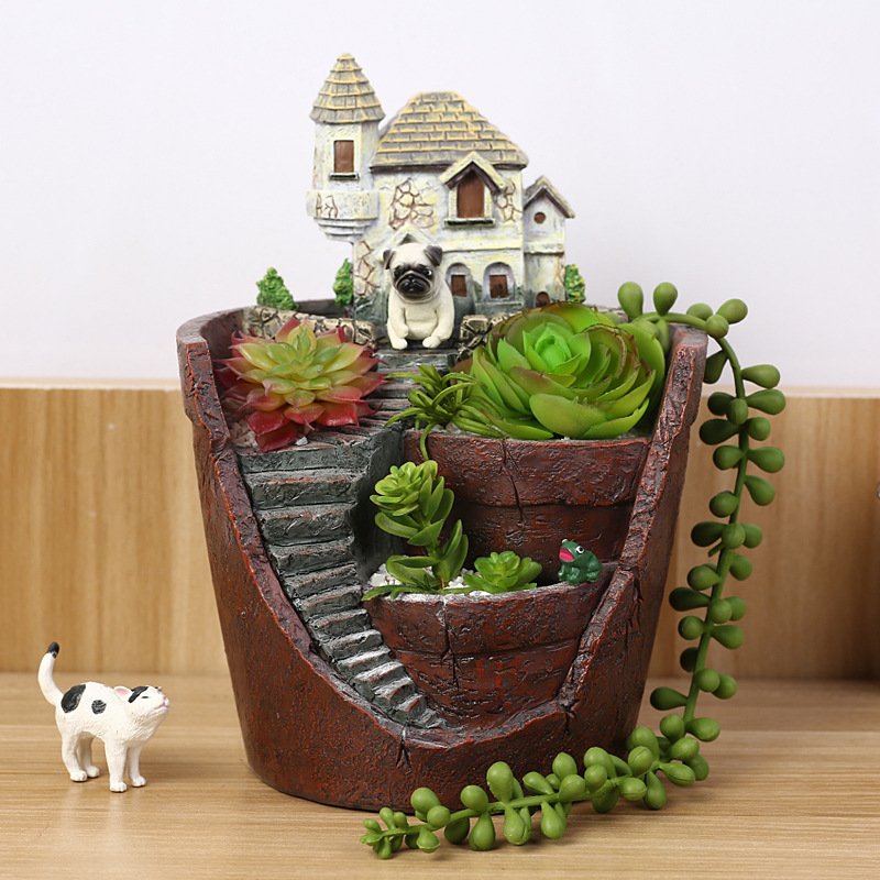 Lisslune | Succulent decorative flower pot for mini garden – Bonsai planting pot for micro landscape and garden