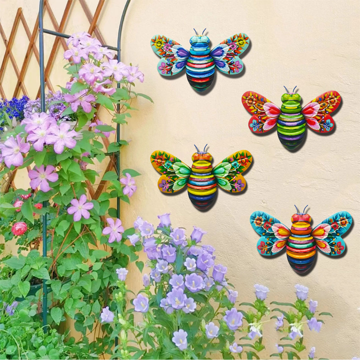 Lisslune | Iron Bee Art Sculpture Hanging Wall Decorations for Garden