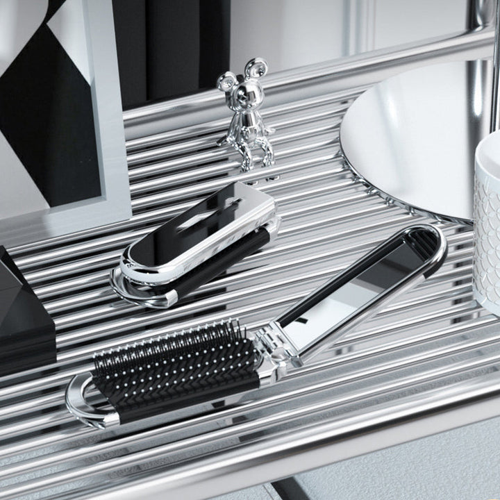 Lisslune | MirrorFlex Travel Mirror Hair Brush | Foldable & Compact | Practical Styling on the Go