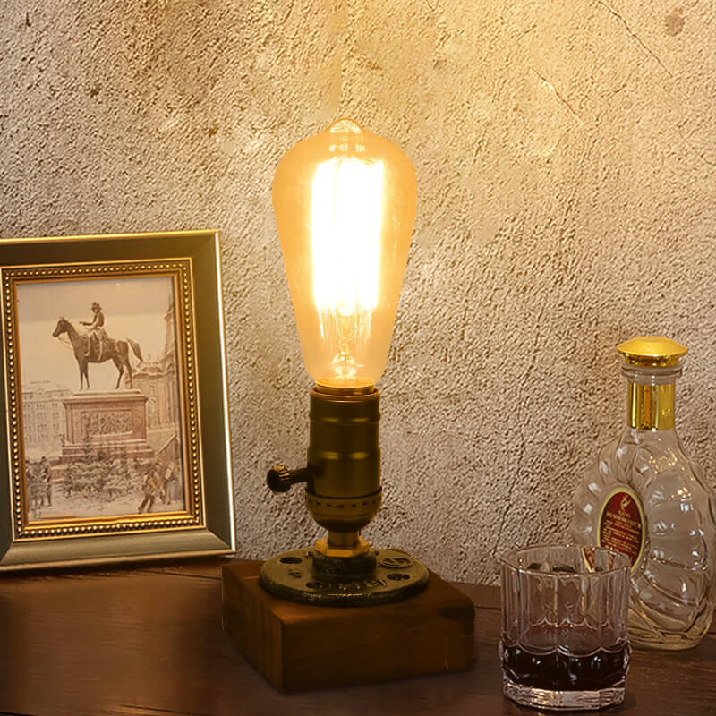 Lisslune | Vintage Industrial Iron Light Bulb 1-Light Table Lamp