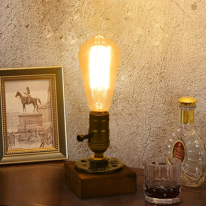 Lisslune | Vintage Industrial Iron Light Bulb 1-Light Table Lamp