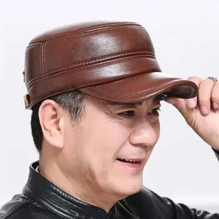 Lisslune | New winter hat for men with lambskin ear protection flat visor