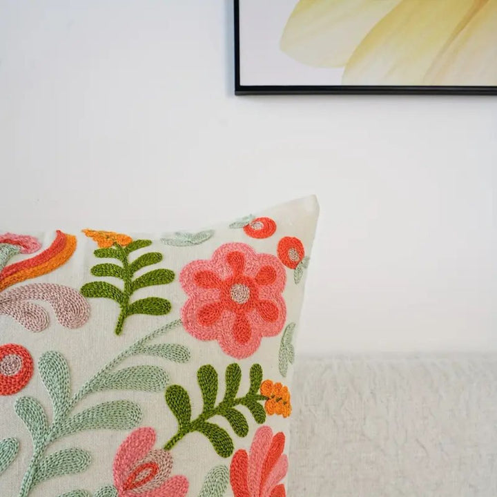 Lisslune | Ethereal Embroidery Floral Cushion Cover