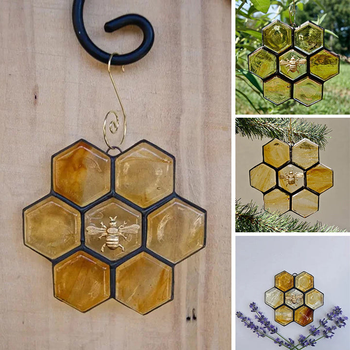 Lisslune | Bee ornament or sun catcher made of stained glass