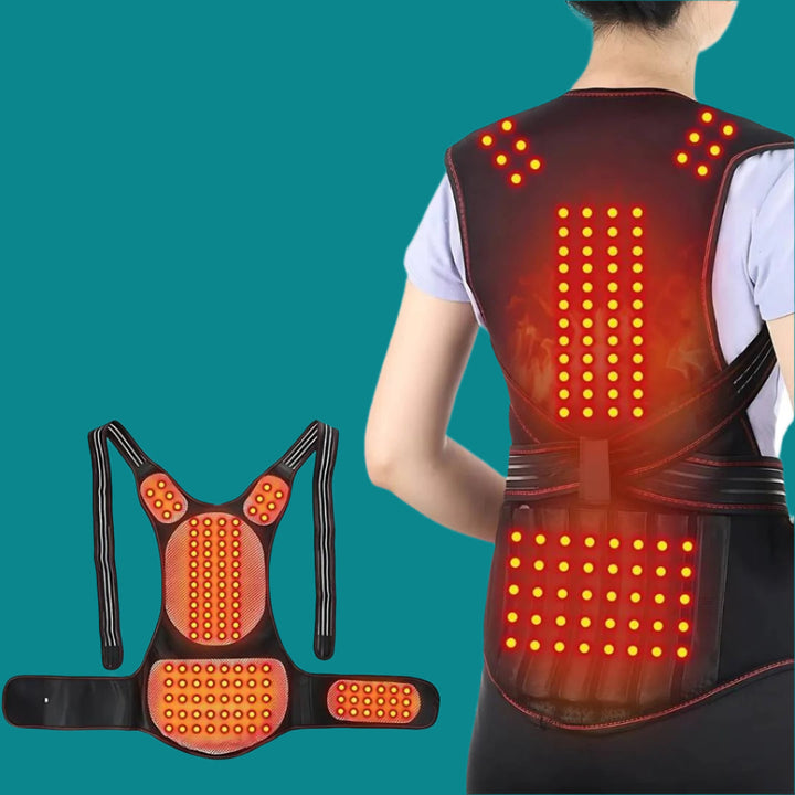 Lisslune | Self-Heating Back Support Brace | Adjustable Heated Posture Corrector for Back Pain Relief & Improved Posture