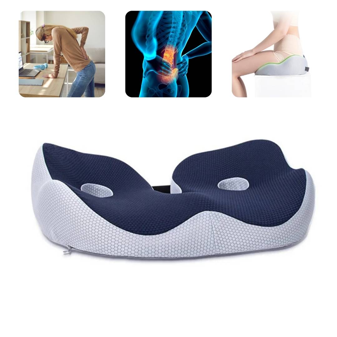 Lisslune | SitSmart Adjustable Memory Foam Seat Cushion | Tailbone Relief & Posture Support for Office, Car, and Dining Chairs