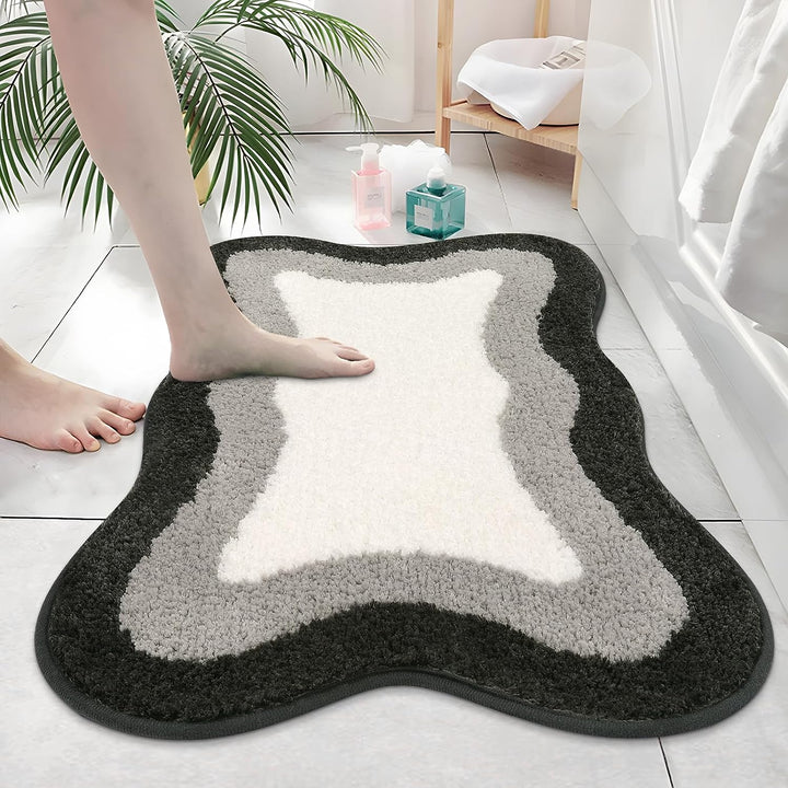 Lisslune | Black Gradient Bath Mats, Carpet for Bathrooms, Cute Non-Slip Irregular Carpet for Shower Room