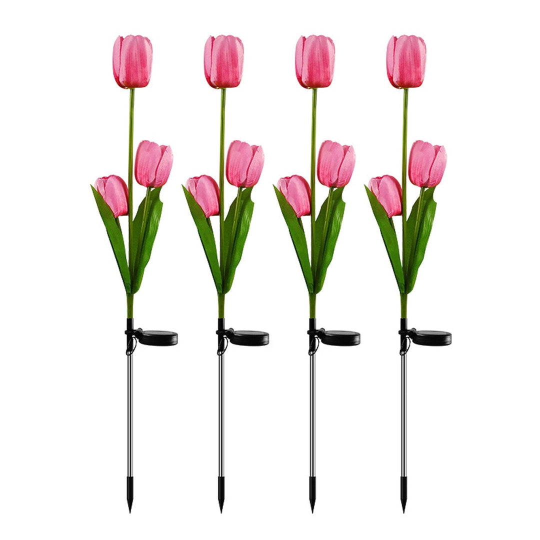 Lisslune | Solar Tulip Lawn Light Outdoor Garden LED Tulip Flower Light Ground Stake Landscape Light