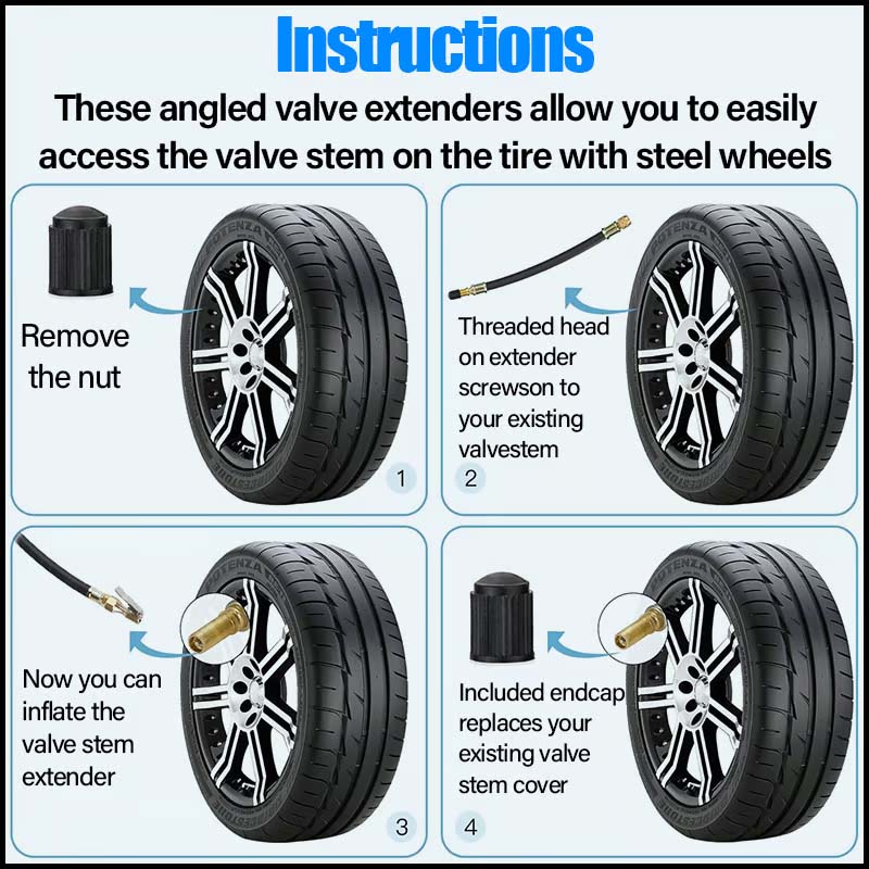 Lisslune | Universal flexible tire valve extensions