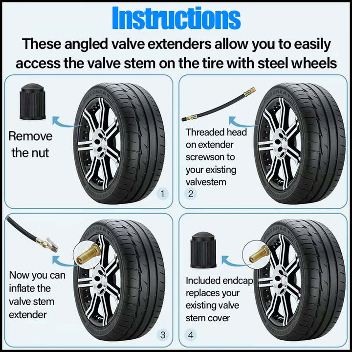 Lisslune | Universal flexible tire valve extensions