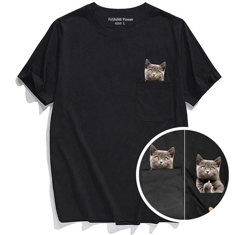Lisslune | Pockets Middle Finger Cat T-Shirt