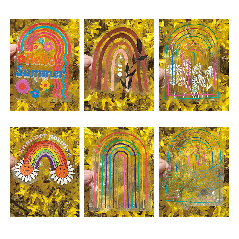 Lisslune | PVC Colorful Adsorption Rainbow Glass Window Stickers, 6 pcs