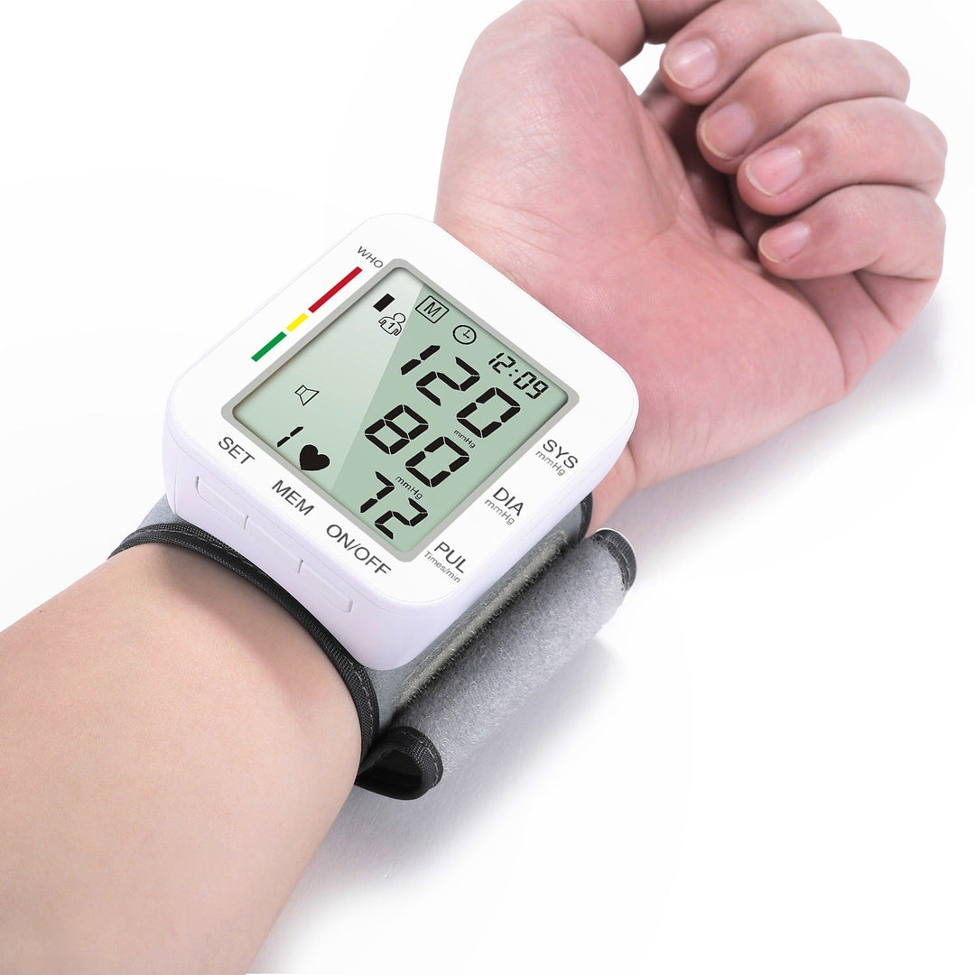 Lisslune | Rechargeable Electronic Wrist Blood Pressure Monitor, with Accurate Fast Reading, Large Display & One Touch Operation, for Home Use