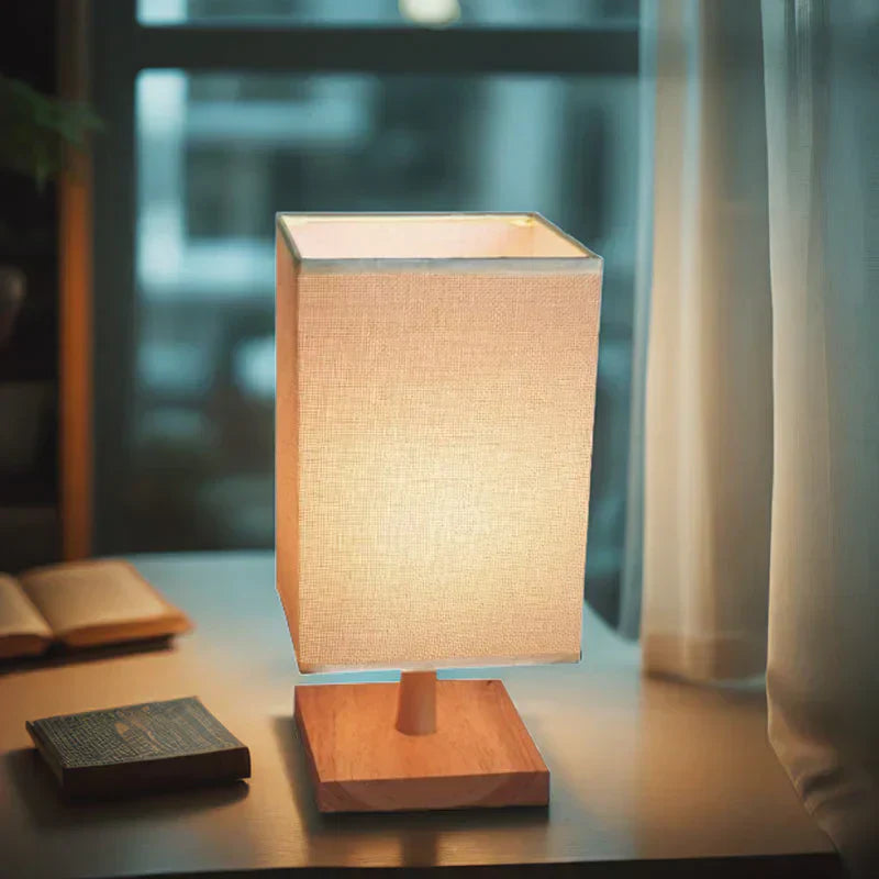 Lisslune | TerraGlow - Minimalistic Table Lamp with Square Wooden Base