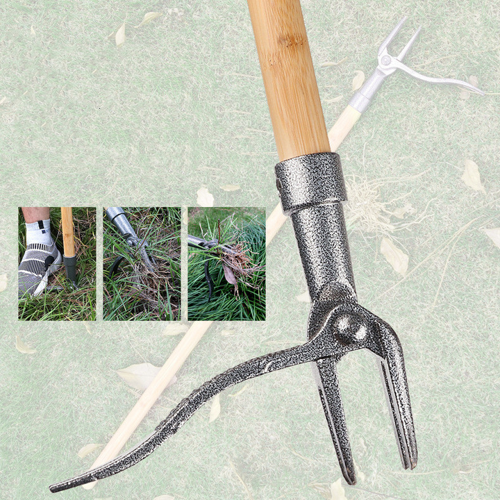 Lisslune | Weed puller with 4-claw head – Effective garden tool made of iron for root removal