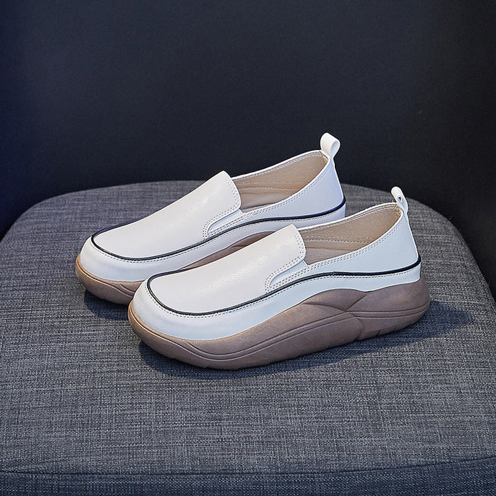 Lisslune | Thick Sole Low Cut Leather Shoes