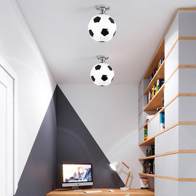 Lisslune | SportLume Creative Ceiling Light | Basketball & Football Design | Semi-Mount | Glass Lamp