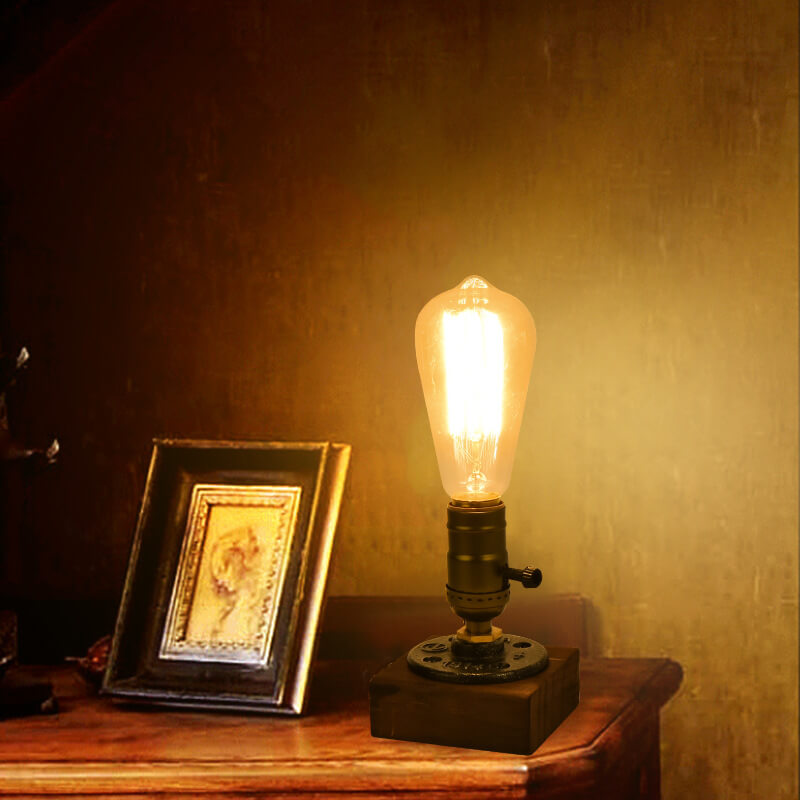 Lisslune | Vintage Industrial Iron Light Bulb 1-Light Table Lamp