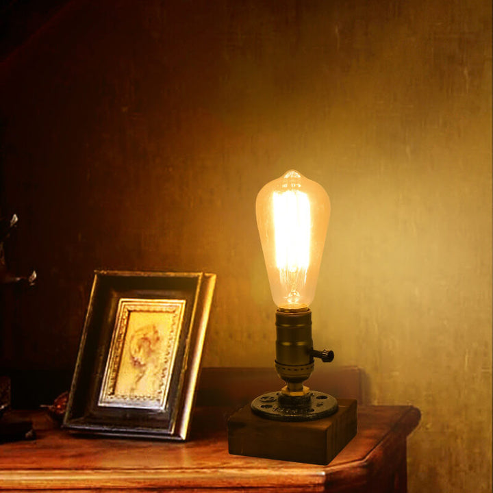 Lisslune | Vintage Industrial Iron Light Bulb 1-Light Table Lamp
