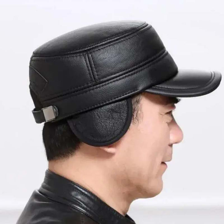 Lisslune | New winter hat for men with lambskin ear protection flat visor