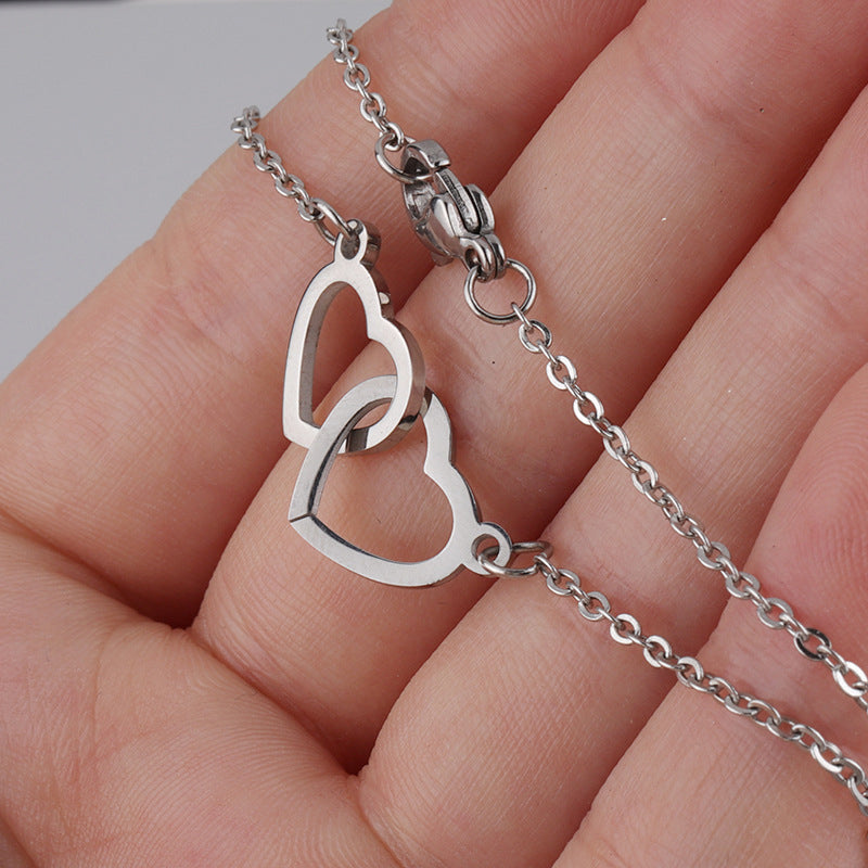 Lisslune | Two Hearts Necklace with Rotating Rose Gift Box