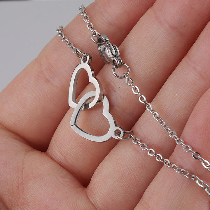 Lisslune | Two Hearts Necklace with Rotating Rose Gift Box