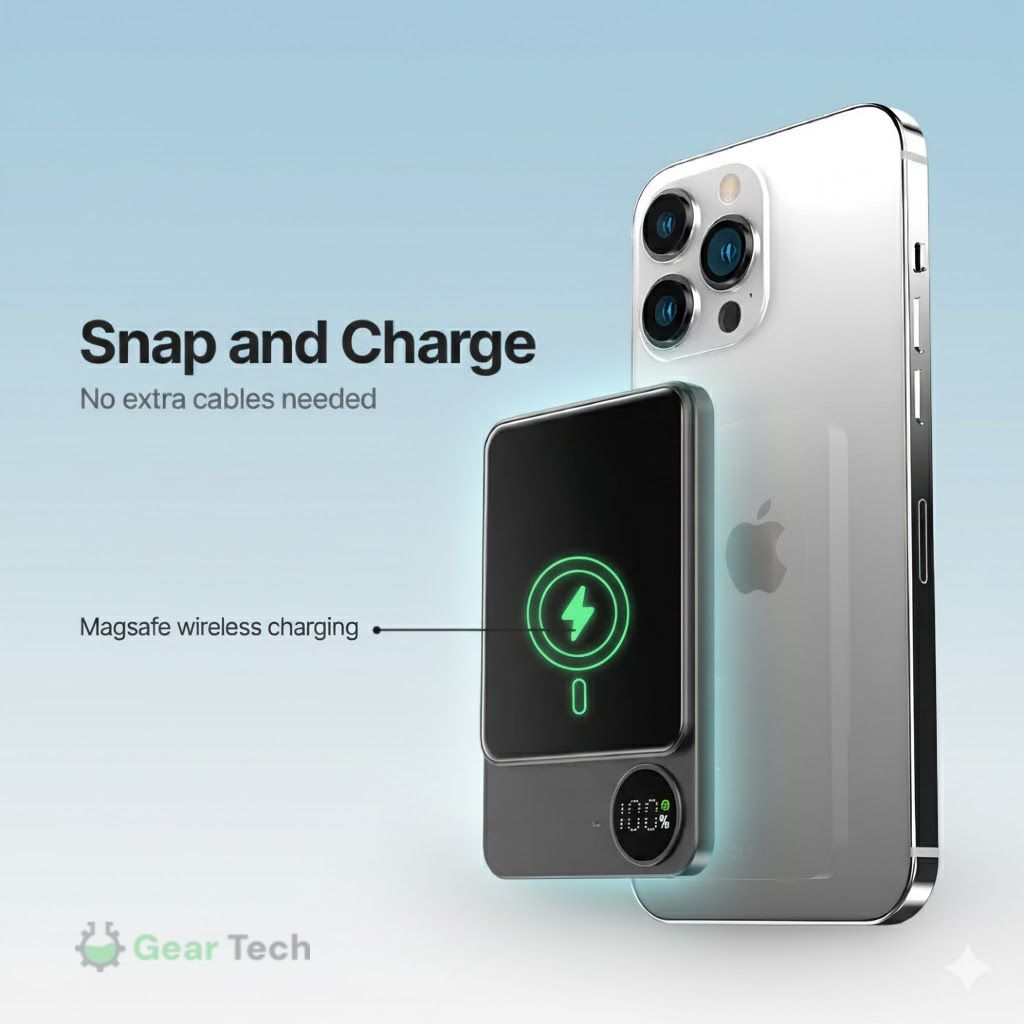 Lisslune | Sleek  Magnetic Fast Charging Power Bank – Wireless, High-Capacity Backup Battery for All Devices