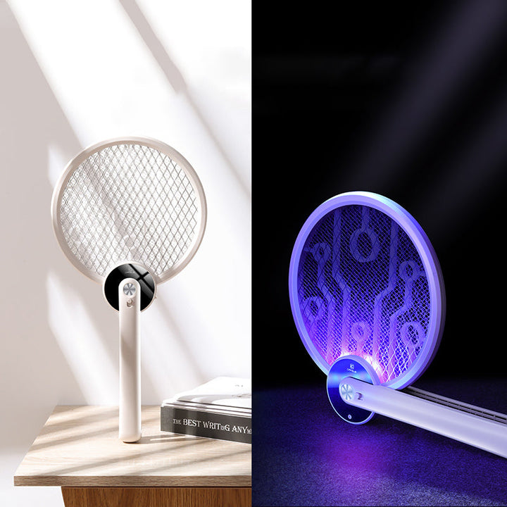 Lisslune | Portable Foldable 2-in-1 Electric Mosquito Swatter with Ultraviolet Mosquito Trap Lamp, Rechargeable Design and Dense Net, for Indoor, Outdoor and Office