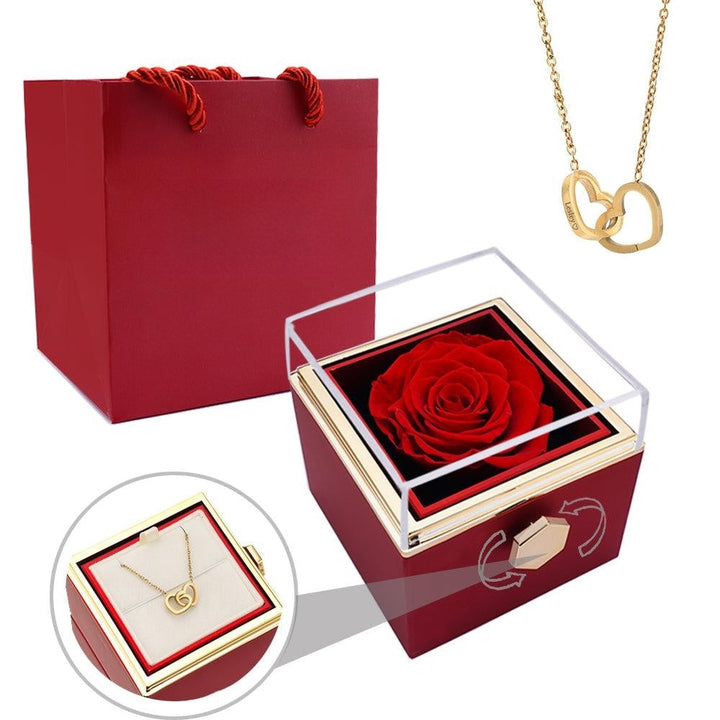 Lisslune | [Ideal Gift] Eternal Rose Box - With engraved necklace & artificial rose