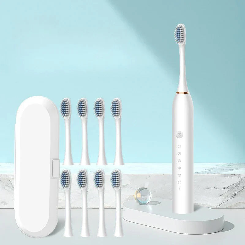 Lisslune | SonicPure Rechargeable Toothbrush – Whisper-Quiet, Powerful & Including 8 Brush Heads