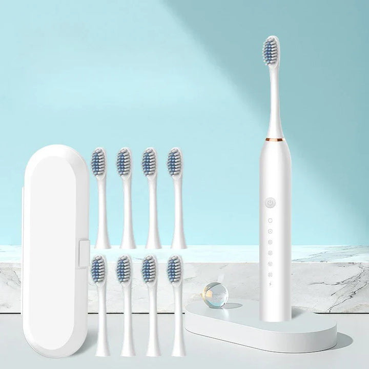 Lisslune | SonicPure Rechargeable Toothbrush – Whisper-Quiet, Powerful & Including 8 Brush Heads