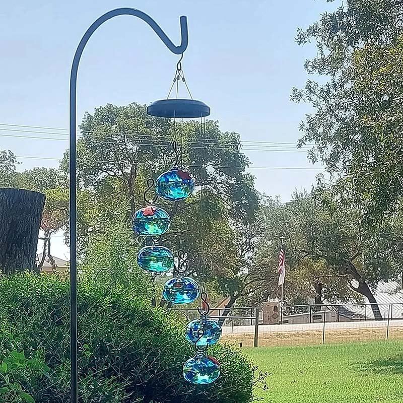 Lisslune | ChimeFeeder handcrafted glass hummingbird feeder with wind chime