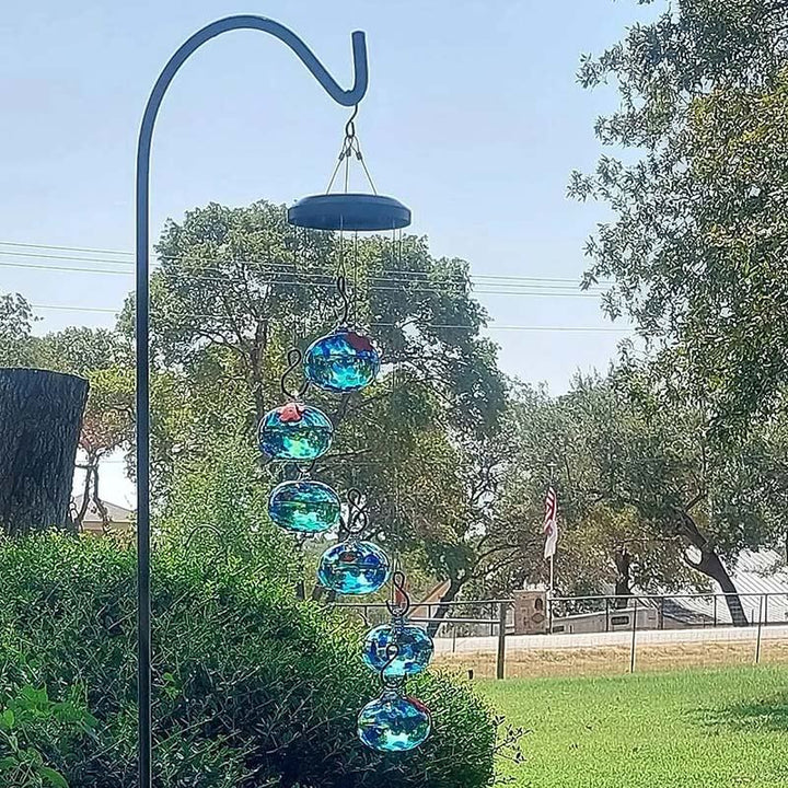Lisslune | ChimeFeeder handcrafted glass hummingbird feeder with wind chime