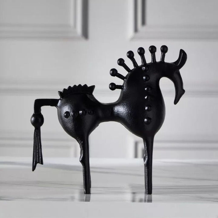 Lisslune | Black Stallion Metal Sculpture