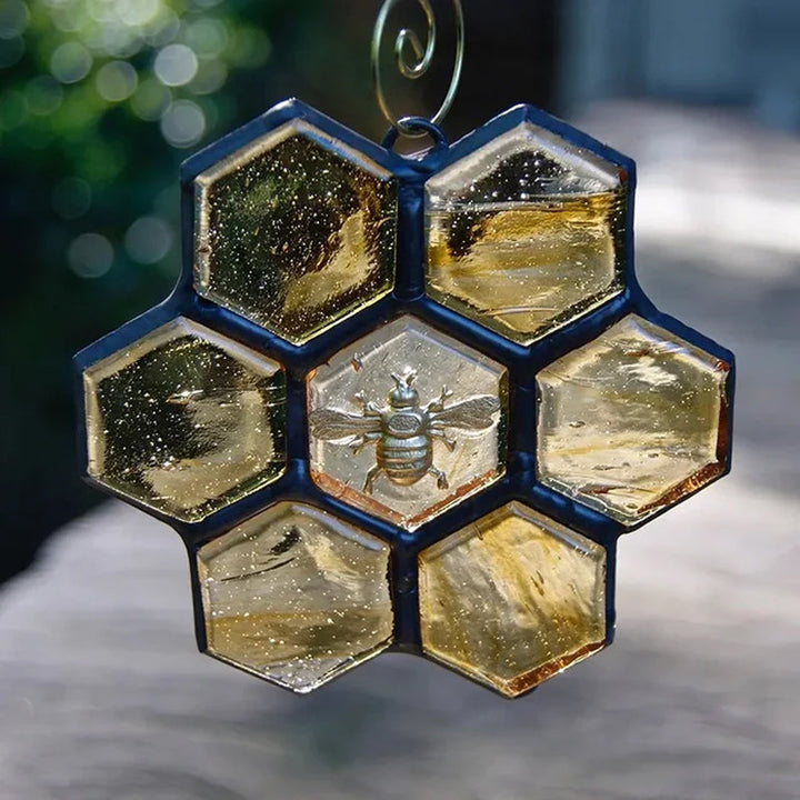 Lisslune | Bee ornament or sun catcher made of stained glass