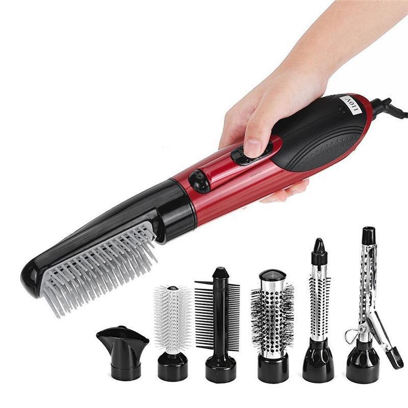 Lisslune | 7in1 Professional multifunctional styling tools wide brush hair dryer straightener comb clip pipe roller brush