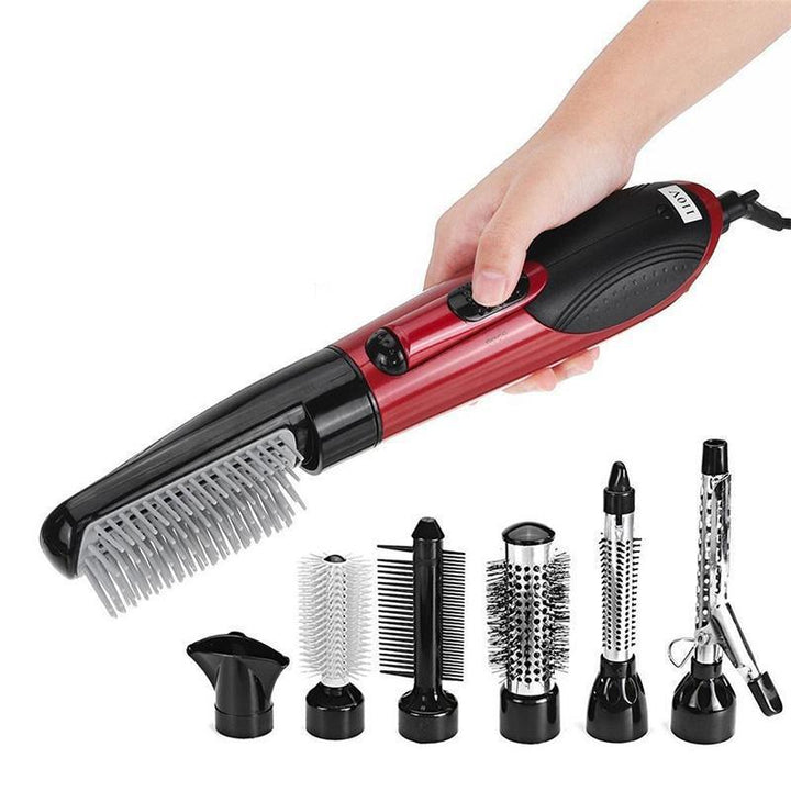 Lisslune | 7in1 Professional multifunctional styling tools wide brush hair dryer straightener comb clip pipe roller brush