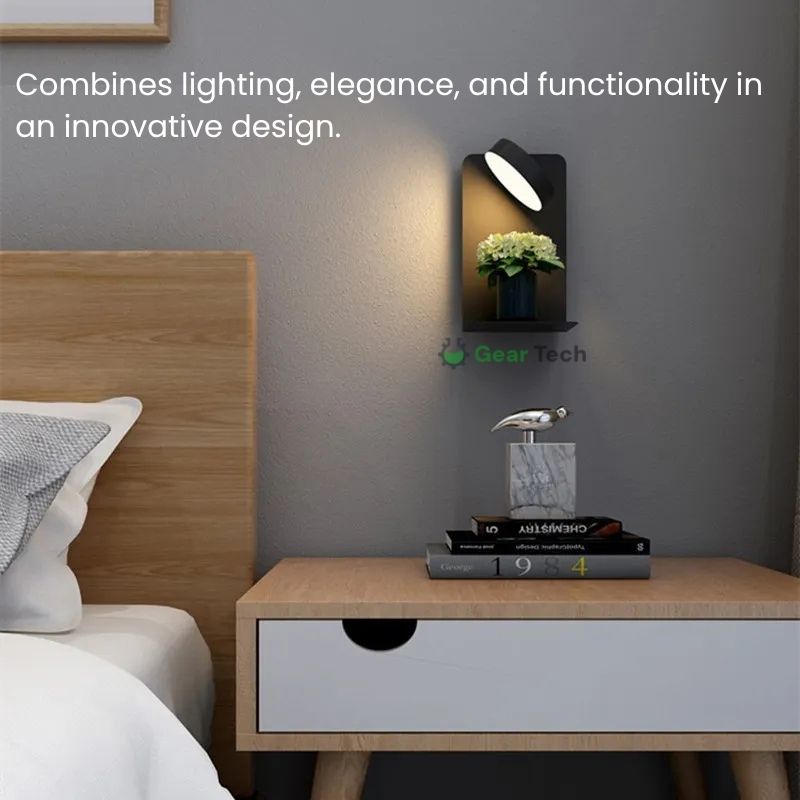 Lisslune | LED Wall Light with Shelf | Soft Glow, Modern Design & Ideal for Creating a Festive Atmosphere in Your Bedroom