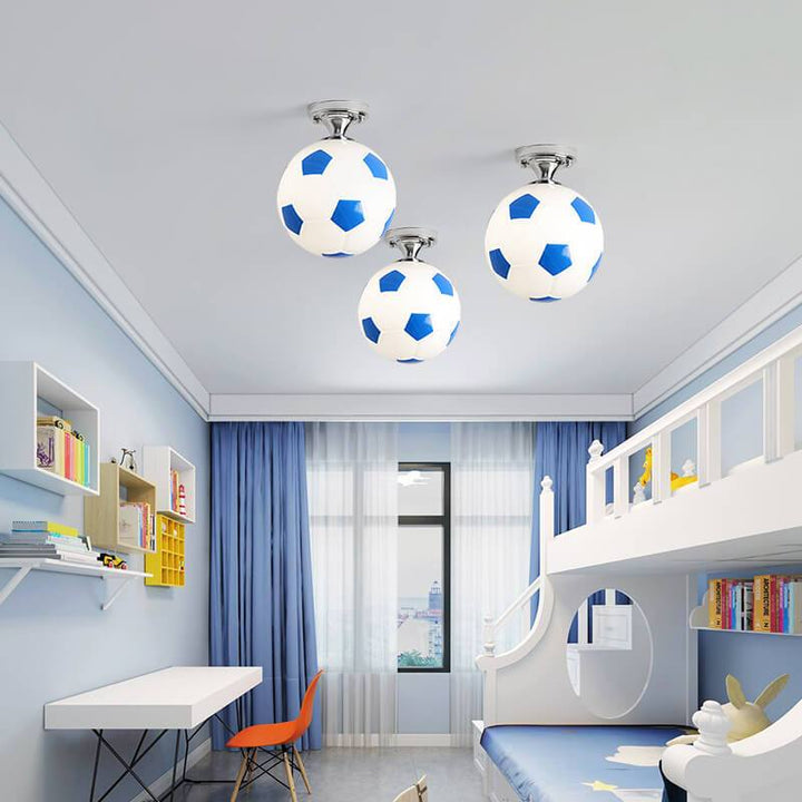 Lisslune | SportLume Creative Ceiling Light | Basketball & Football Design | Semi-Mount | Glass Lamp