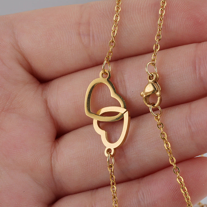 Lisslune | Two Hearts Necklace with Rotating Rose Gift Box