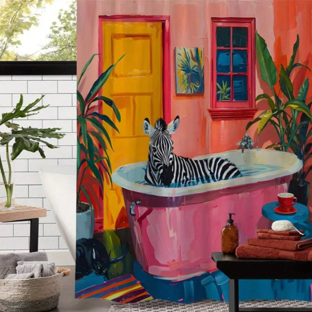 Lisslune | Playful Pink Zebra Curtain