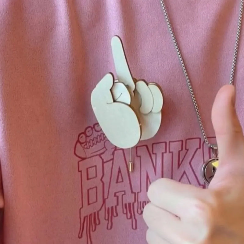 Lisslune | Funny Wooden Finger Brooch