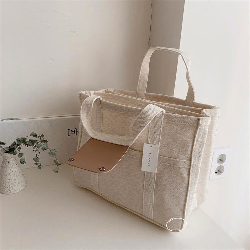 Lisslune | Solid Color Canvas Shopper Bag