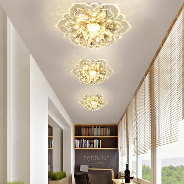 Lisslune | GlowPetal LED Crystal Ceiling Light | Flower Shaped | Modern Design | Energy Saving | Decorative Lighting